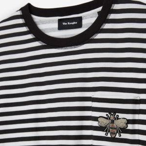 The Kooples Long-Sleeved Black/ Ecru Striped Top